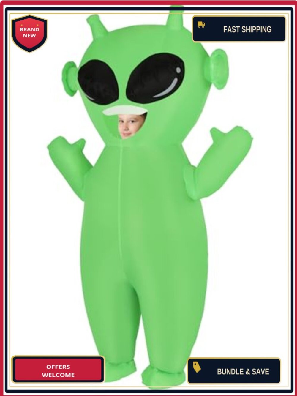 Inflatable Alien Costume Adult One Size Fan Blow Up Jumpsuit